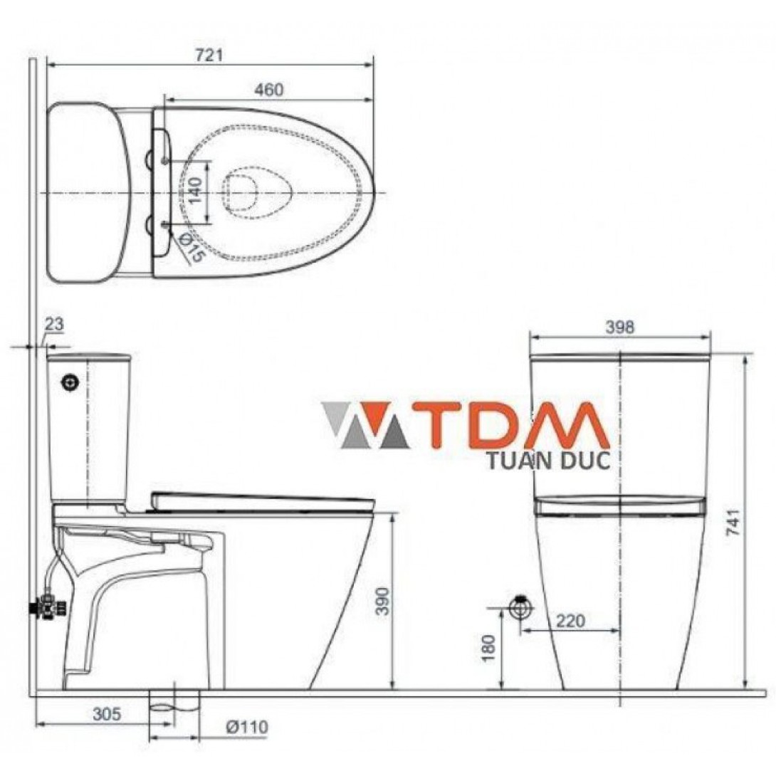 Bồn Cầu INAX ACT-602/CW-H20VN Nắp Điện Tử Xả Cảm Ứng - Ảnh 3