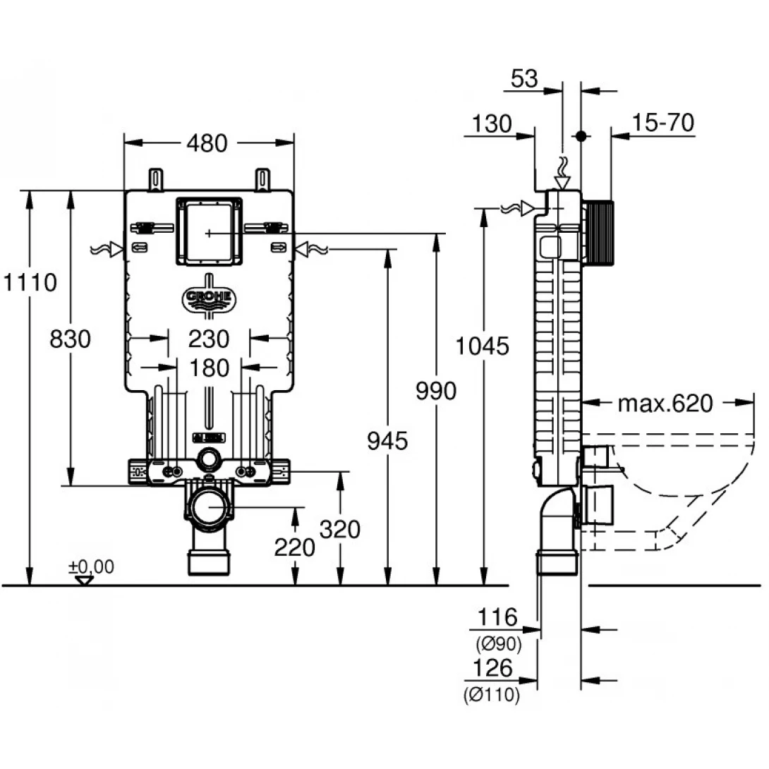 Két Nước Âm Tường Grohe Uniset 38643001 - Ảnh 3