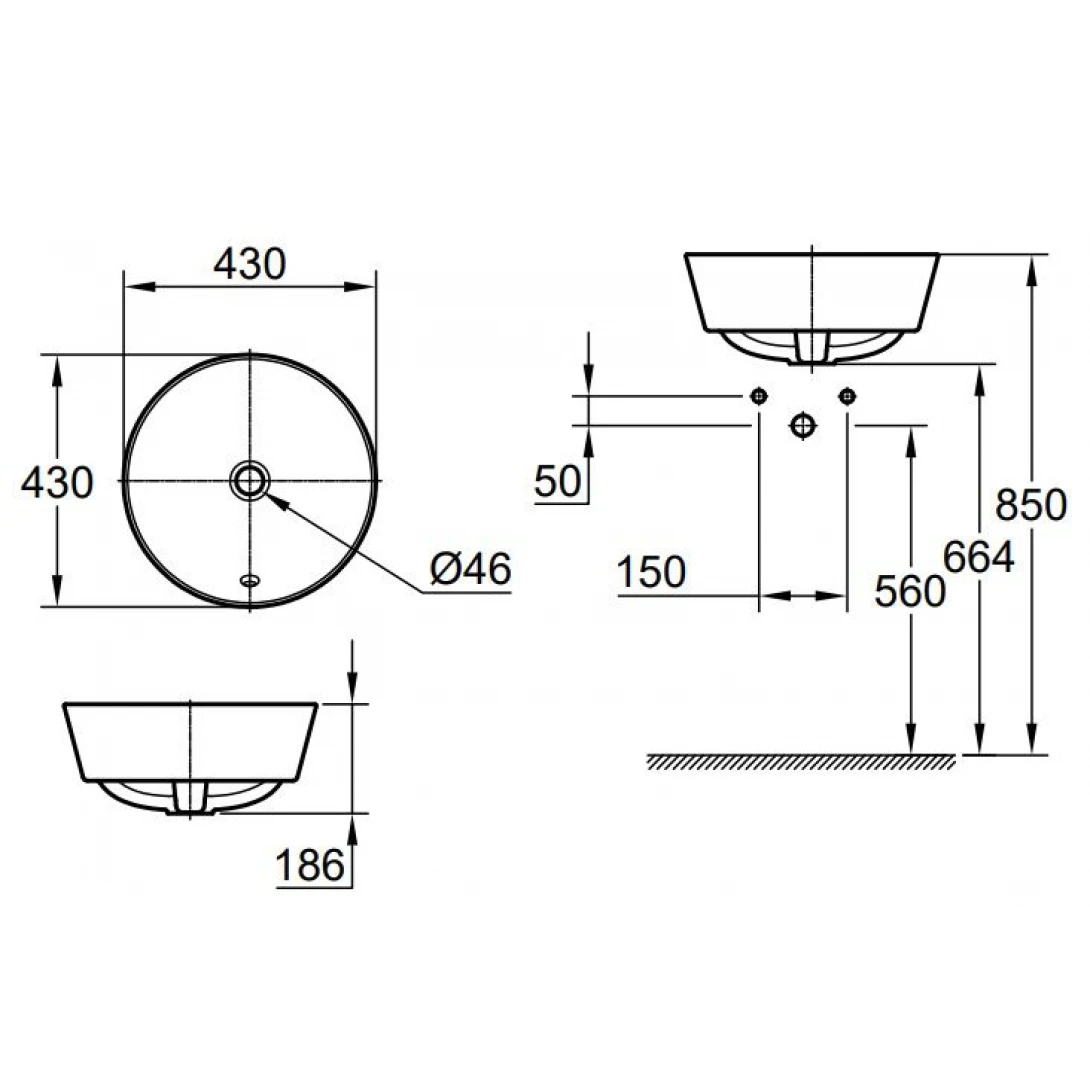 Lavabo Grohe 100987SH00 Eurocosmo Vessel Round Đặt Bàn 430mm - Ảnh 4