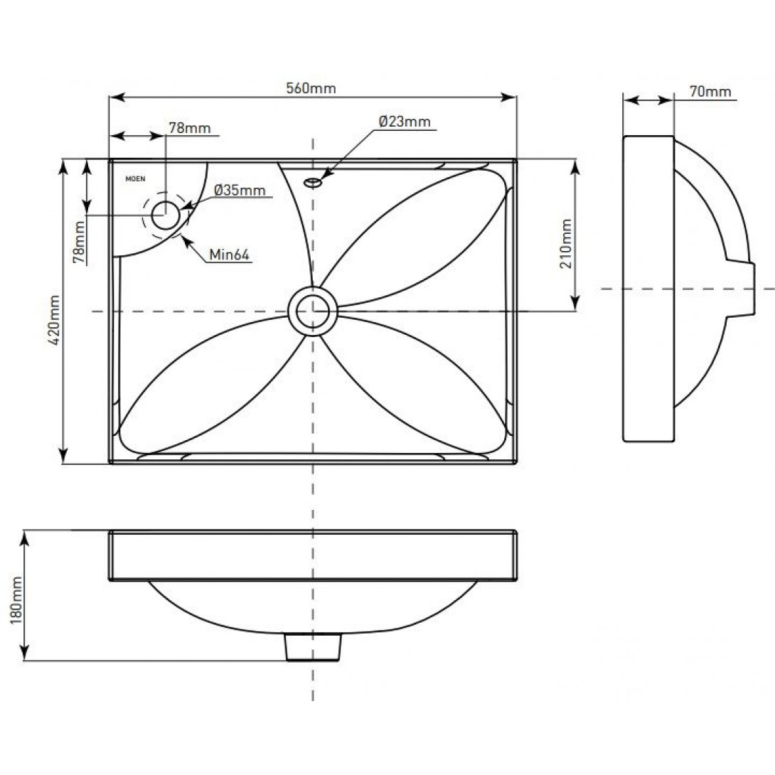 Chậu Lavabo Moen SW51531 Dương Vành 560x420mm - Tuấn Đức - Ảnh 3