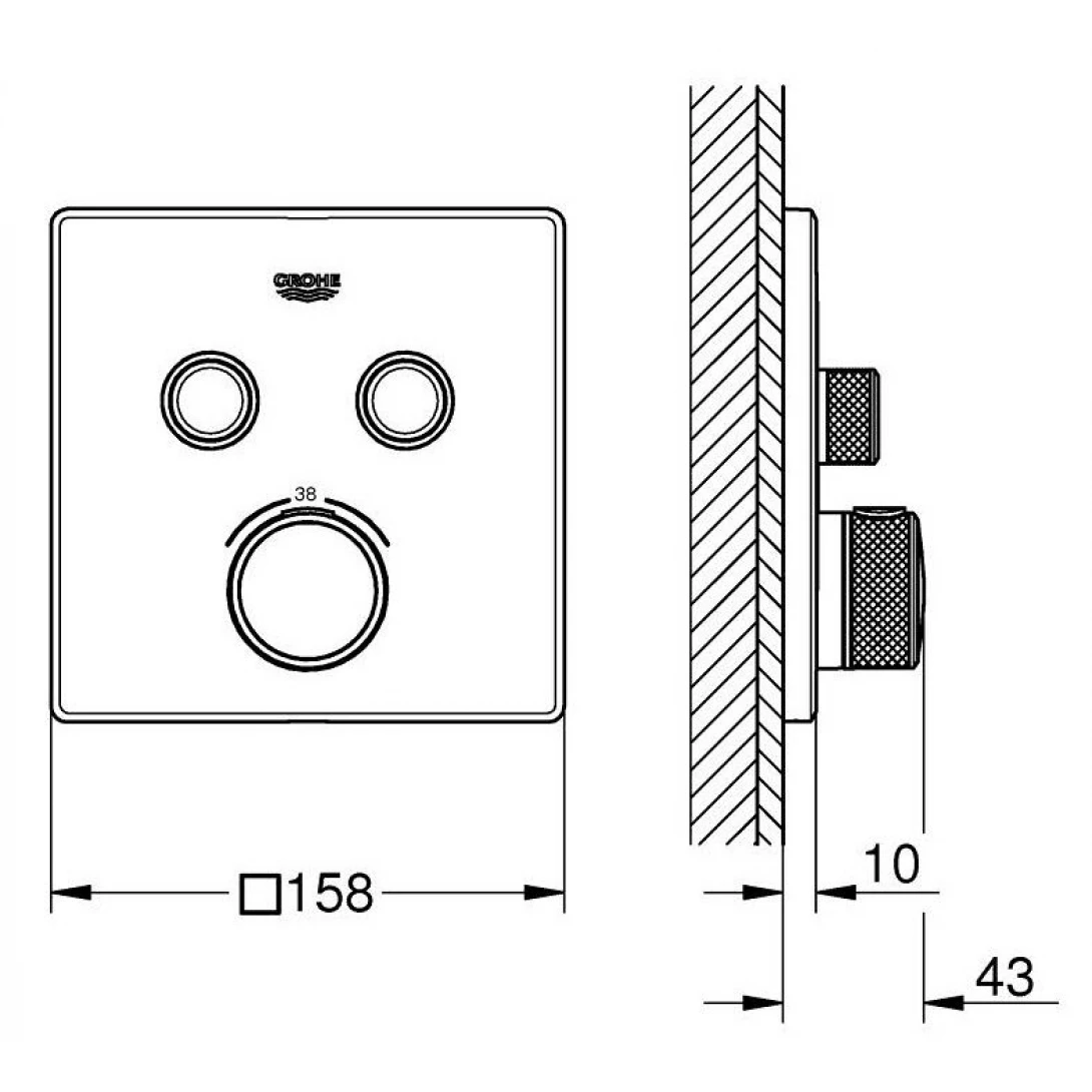 Mặt Bộ Trộn Ổn Nhiệt Grohe 29124000 Grohtherm Smartcontrol Thermostat 2 Chế Độ - Ảnh 4