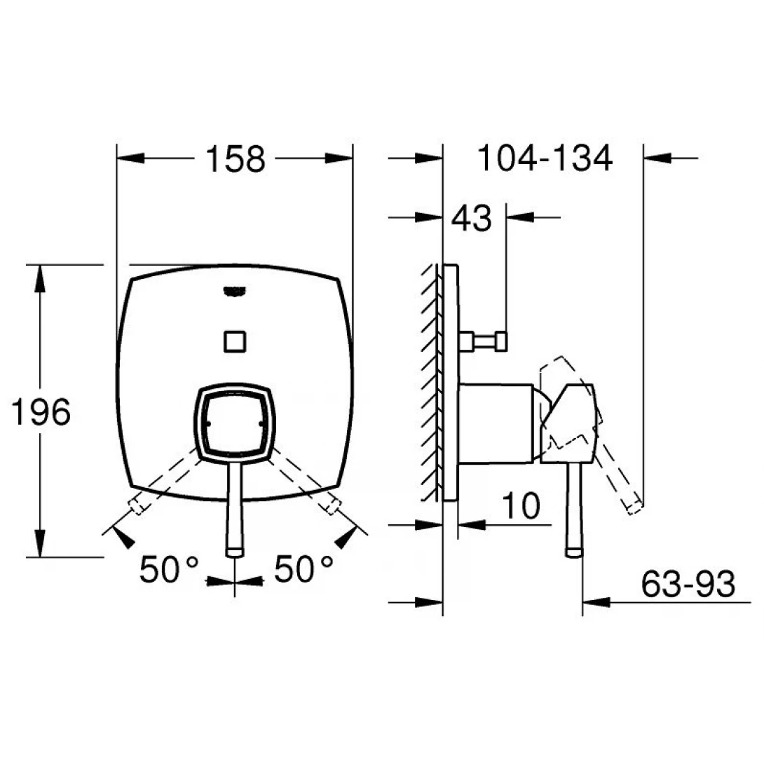 Van Trộn Grohe 24068IG0 Grandera OHM Nóng Lạnh Âm Tường - Ảnh 3