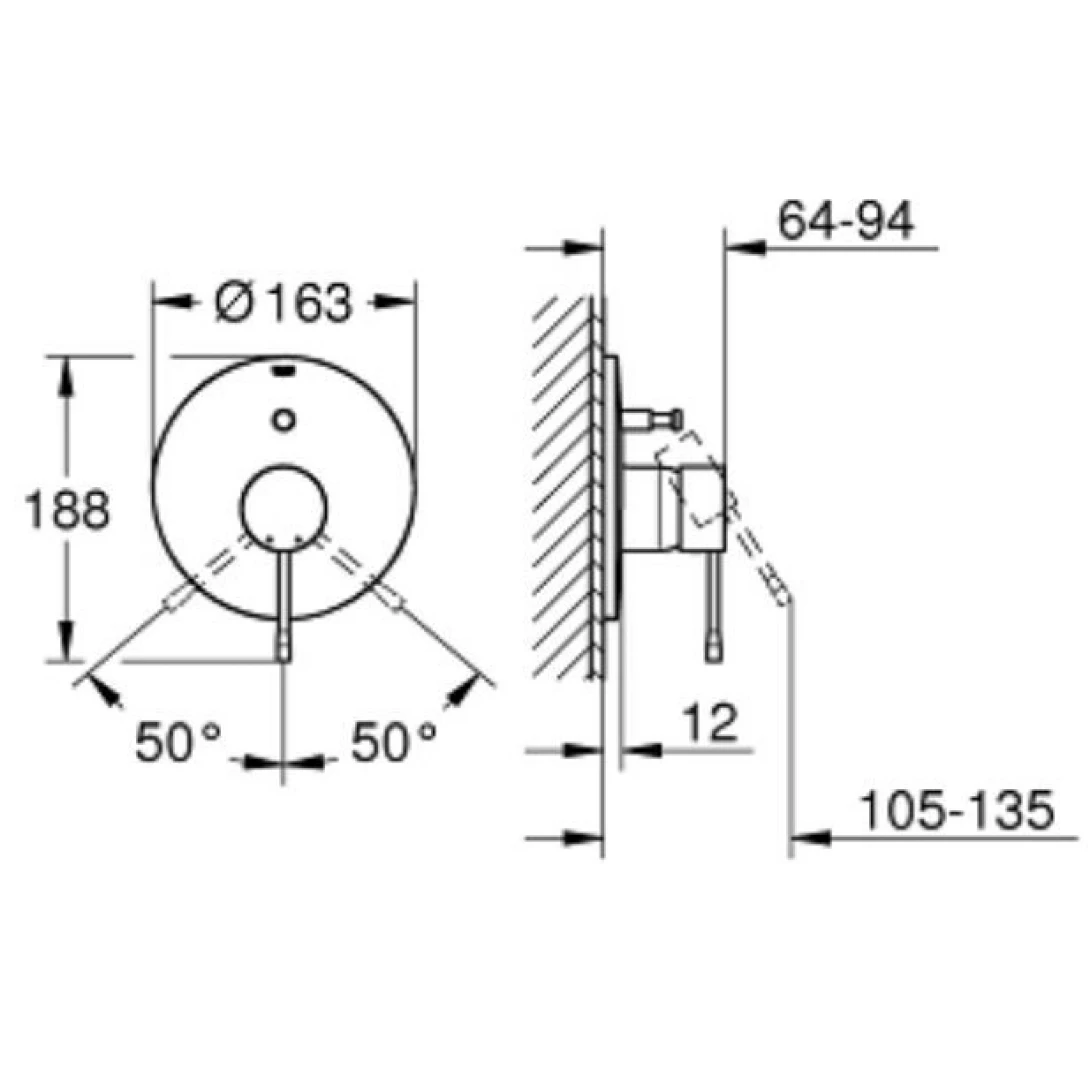 Mặt Bộ Trộn Grohe Essence New 19285GL1 Gắn Tường Nóng Lạnh Màu Vàng - Ảnh 3
