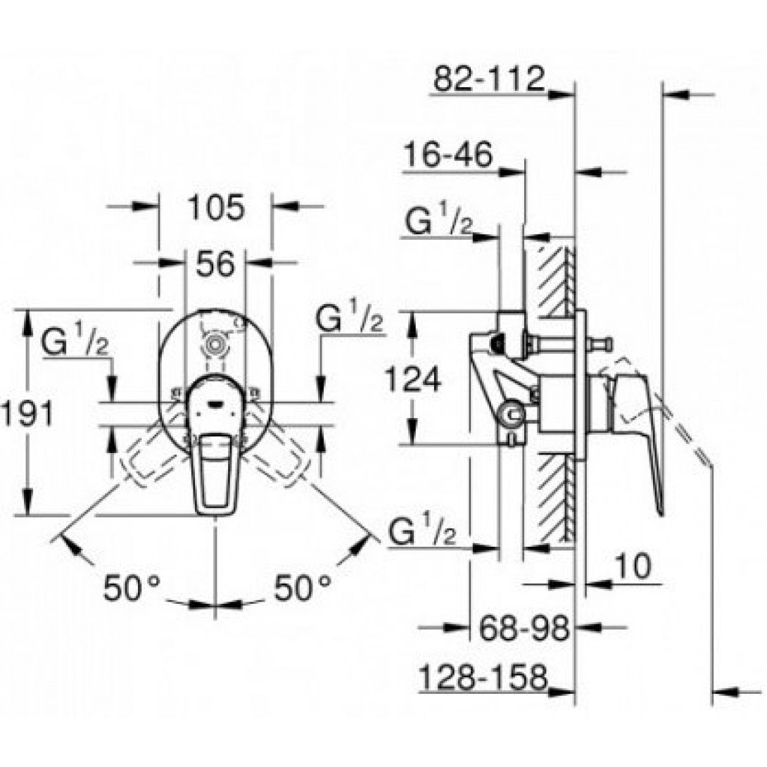 Van Trộn Grohe 29041001 BauLoop OHM Nóng Lạnh Âm Tường - Ảnh 4