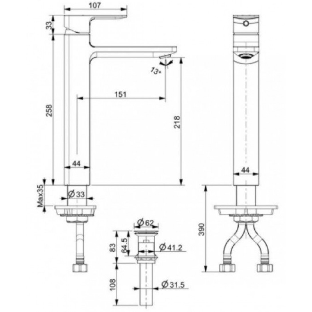 Vòi Lavabo American Standard WF-1302MB (WF1302MB) Nóng Lạnh Màu Đen - Ảnh 3