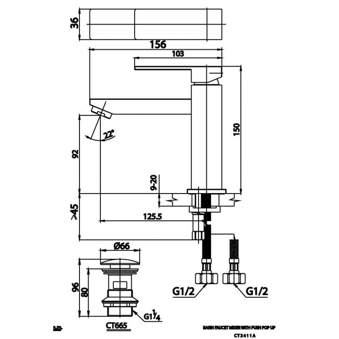 Vòi Lavabo COTTO CT2411A Master One Nóng Lạnh - Ảnh 3