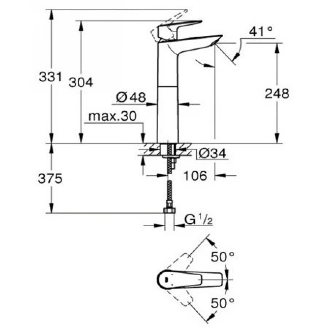 Vòi Chậu Grohe BauEdge XL-Size 23910001 Nóng Lạnh - Ảnh 3