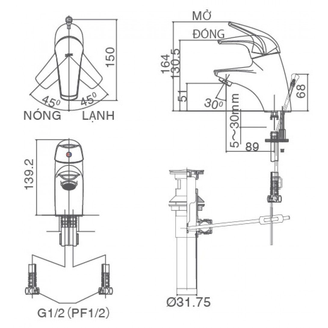 Vòi Chậu Nóng Lạnh Inax LFV-3002S (LFV3002S) Lavabo - Ảnh 3