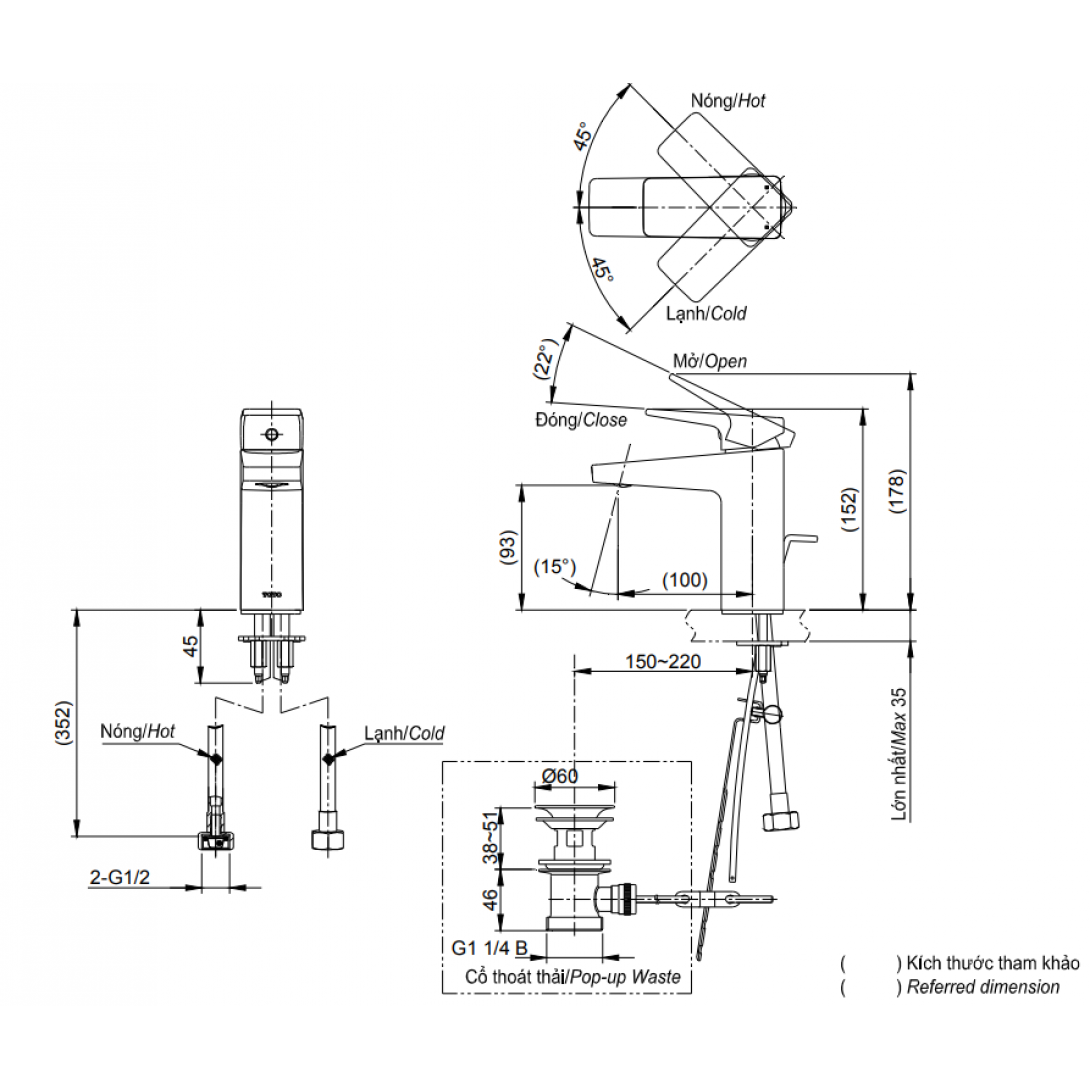 Vòi Lavabo TOTO TVLM108RU (TTLR303F-1) Nóng Lạnh - Ảnh 6