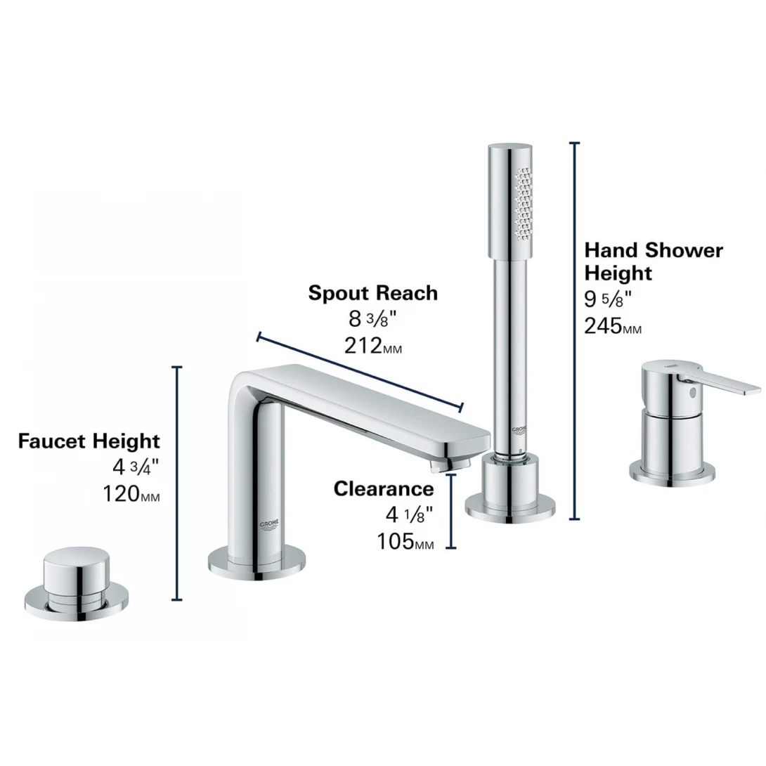 Vòi Bồn Tắm Lineare New OHM Grohe 19577001 4 Lỗ - Ảnh 4