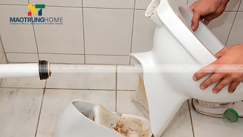 Việc lắp đặt không đúng cách là nguyên nhân trực tiếp gây nứt bồn cầu