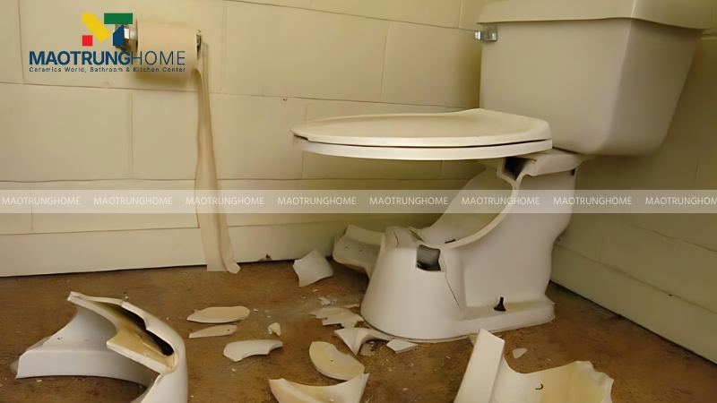 Các công trình có nền móng yếu dễ sụt lún làm bồn cầu bị nứt