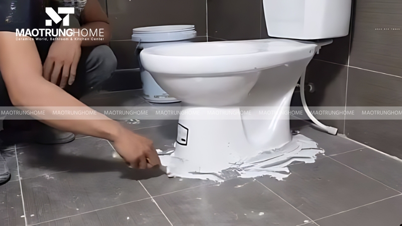 Bạn miết nhẹ nhàng để keo lấp đầy toàn bộ khe nứt và tạo bề mặt phẳng