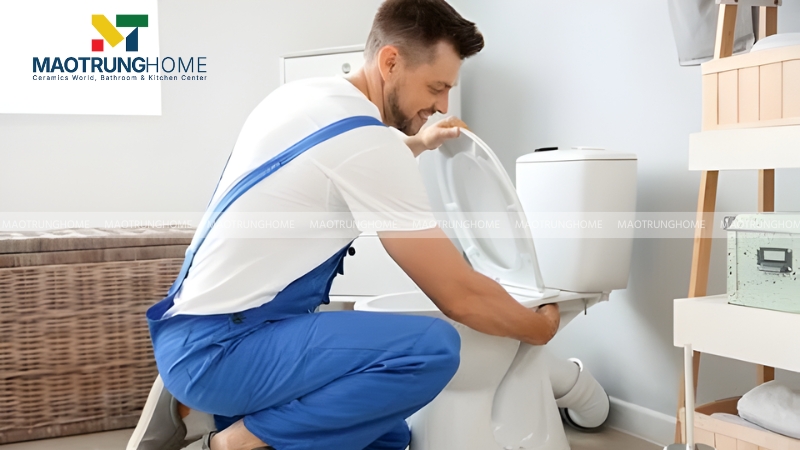 Đội ngũ thi công chuyên nghiệp sẽ đảm bảo bồn cầu được lắp đặt cân bằng