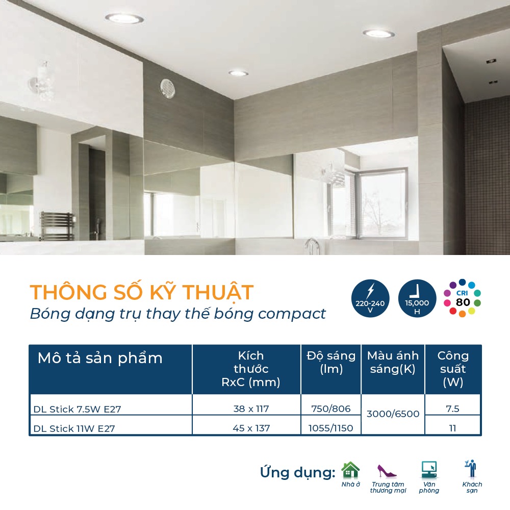 Bóng đèn LED trụ Philips DLStick - Ảnh 3