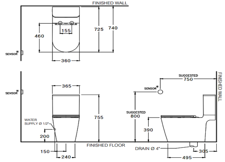 C125337 BỒN CẦU HAI KHỐI XẢ KHÔNG CHẠM COTTO SIMLY CONNECT - Ảnh 3