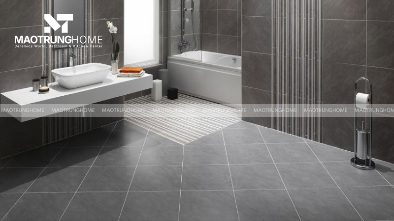 Gạch lát nền màu xám cho nhà vệ sinh