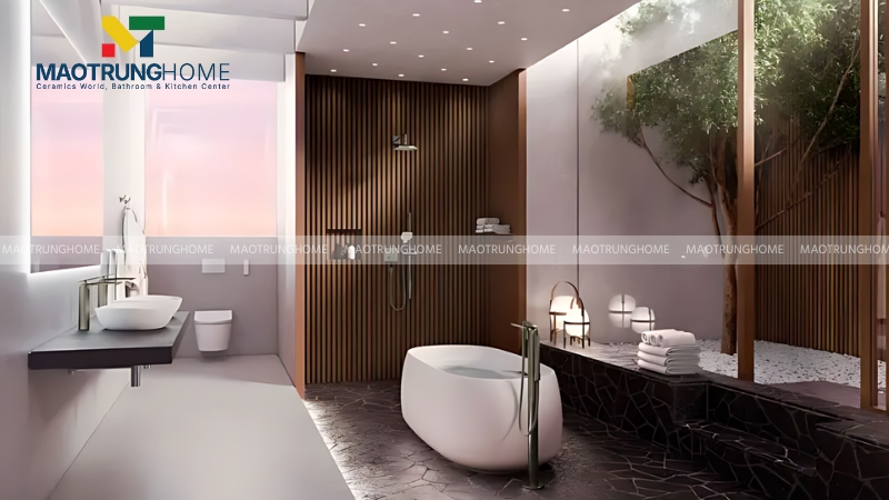 Bạn không nên đặt bồn cầu đối diện cửa ra vào nhà vệ sinh