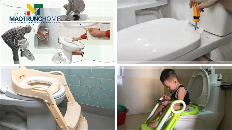 Các bước lắp ghế bồn cầu có bậc thang chi tiết