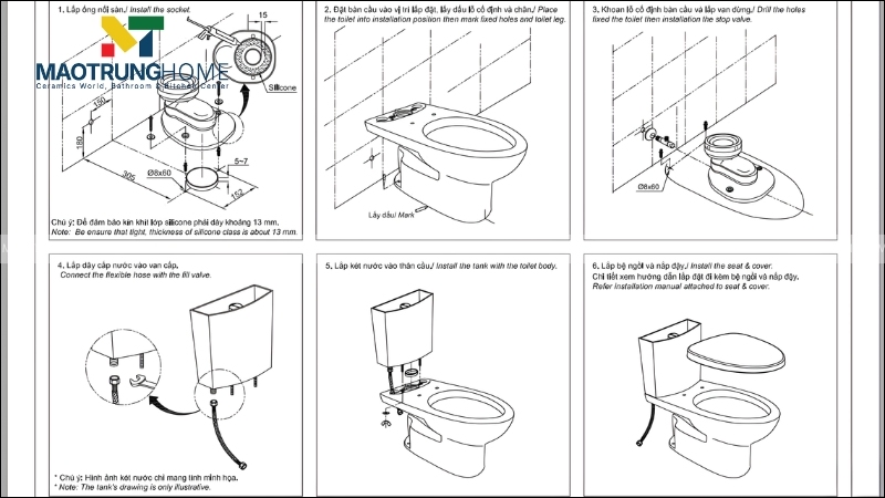 Các bước chi tiết lắp đặt bồn cầu thông minh nguyên khối