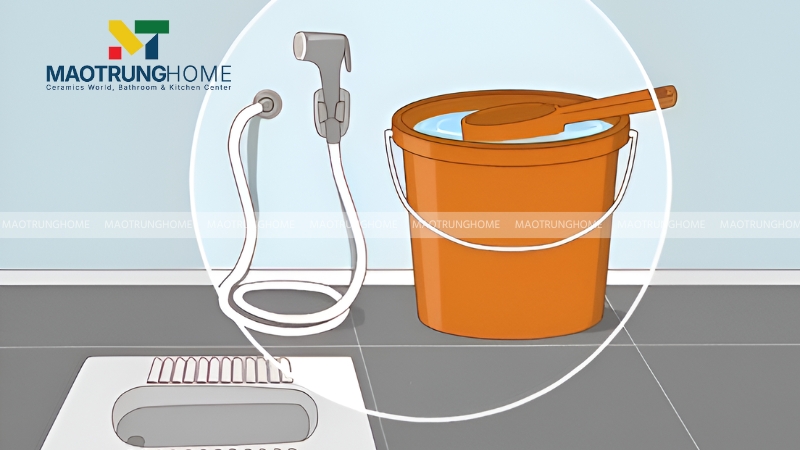 Dội một xô nước lớn và mạnh