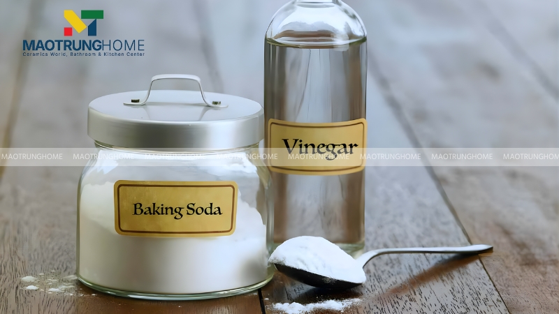 Với vết ố vàng nhẹ,, bạn có thể dùng baking soda và giấm trắng tẩy