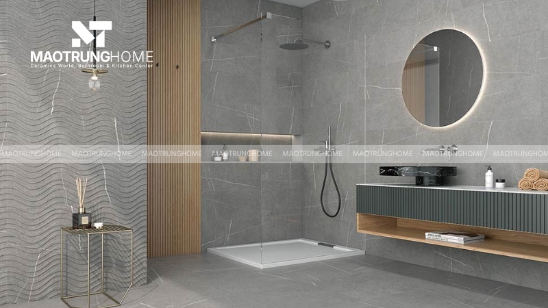 Gạch khổ lớn như 60x60cm hoàn toàn có thể sử dụng cho nhà vệ sinh nhỏ