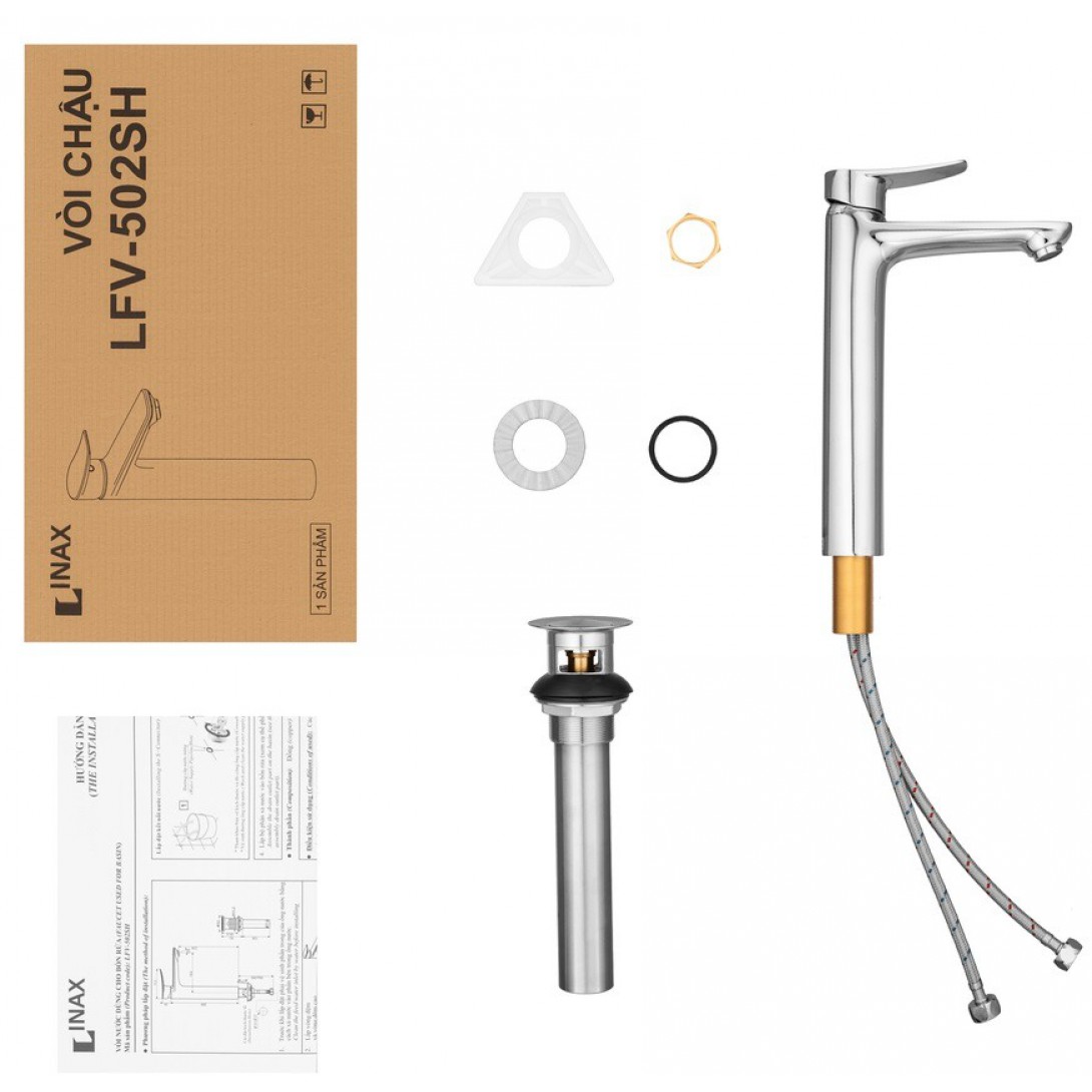 Vòi Lavabo Inax LFV-502SH (LFV502SH) Đặt Bàn Nóng Lạnh - Ảnh 3