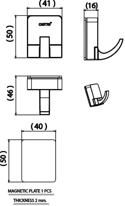 CT0312(HM) - Móc treo nam châm đơn COTTO MAGNETO - Ảnh 3