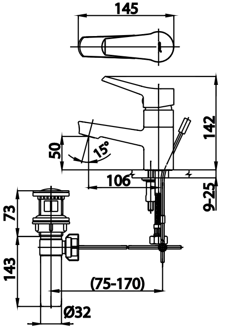 CT2178AE Vòi chậu / lavabo COTTO NEXT III - Ảnh 3