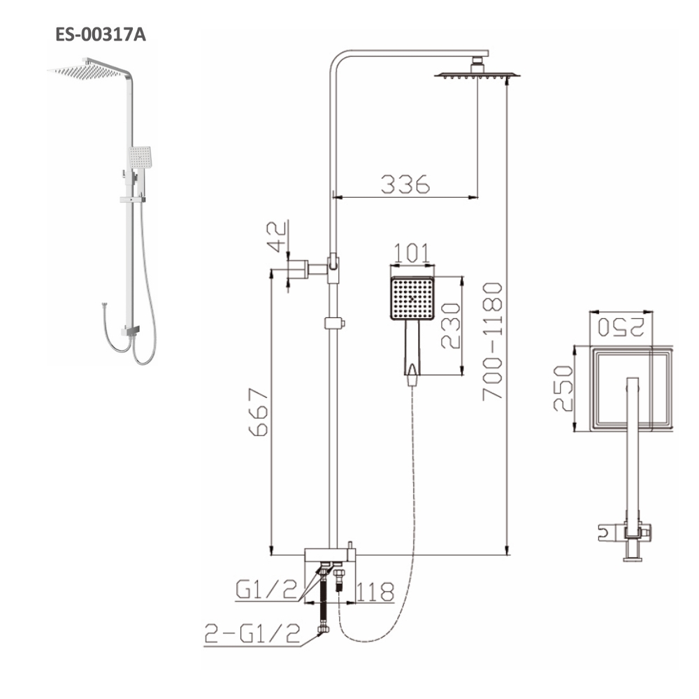 Sen cây tắm đứng Esslinger ES-00317A - Ảnh 3