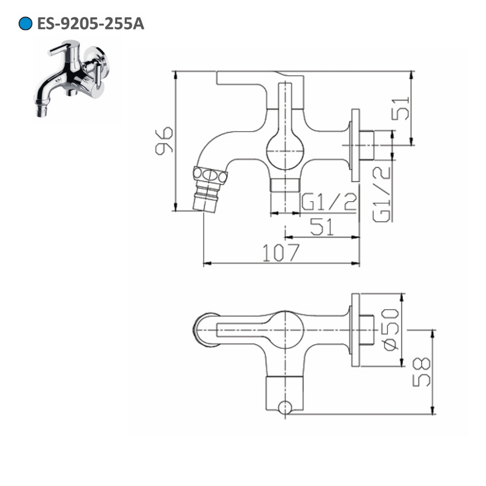 Vòi hồ gắn tường Esslinger ES-9205-255A - Ảnh 3