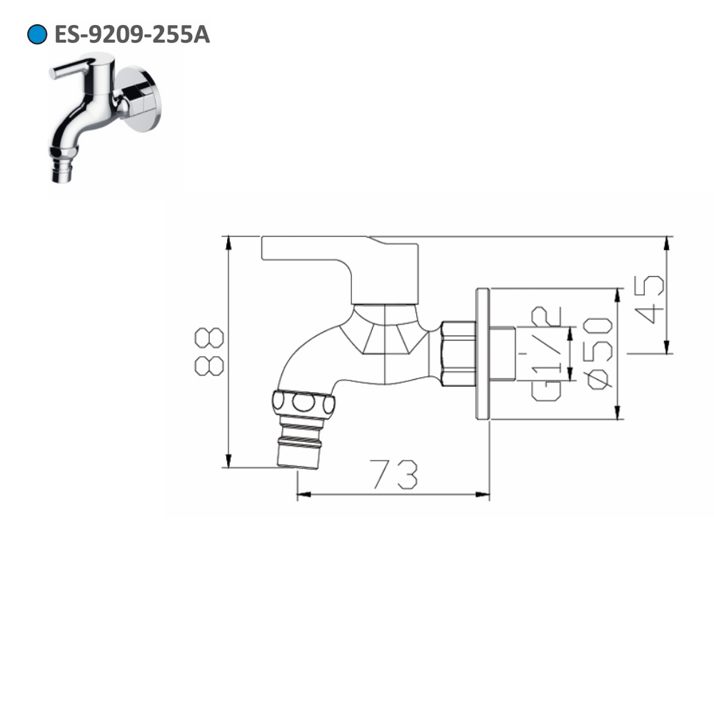 Vòi hồ gắn tường Esslinger ES-9209-255A - Ảnh 3