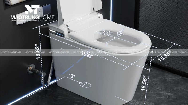 Kích thước bồn cầu thông minh