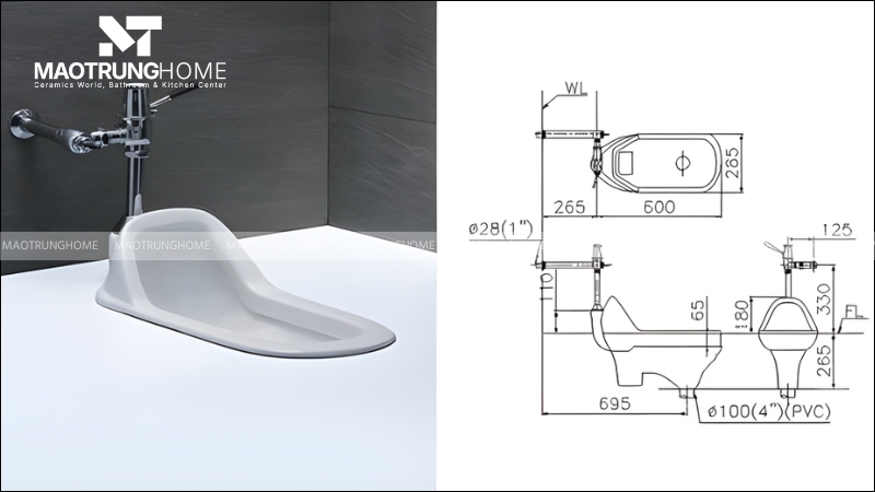 Các thông số quan trọng cần biết khi mua bồn cầu xổm