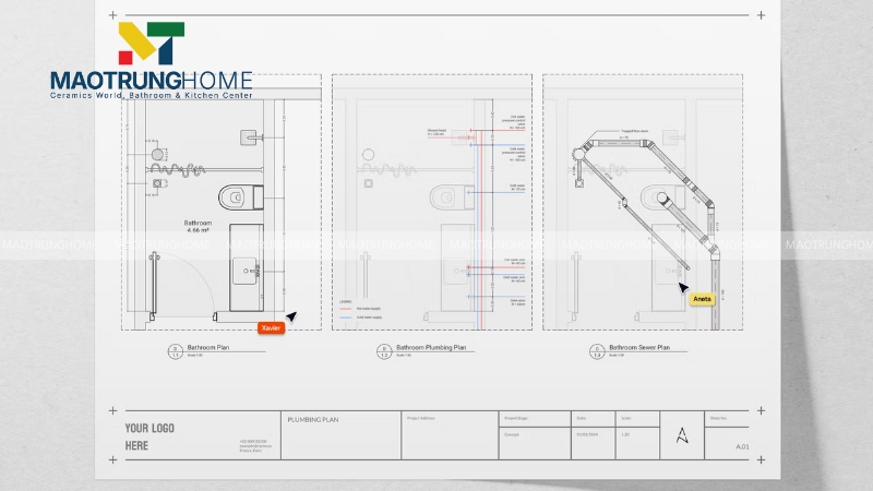 Bước 1: Xác định vị trí lắp đặt trên bản vẽ