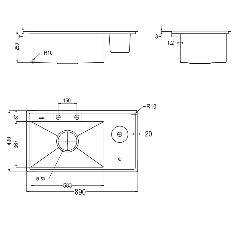Chậu rửa chén 1 hố kèm vòi Luxta LC8949F-3.0 - Ảnh 4