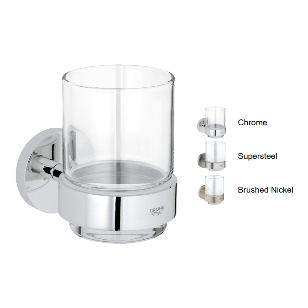 Bộ giá và ly thủy tinh gắn tường Essentials GROHE 40447001 - Ảnh 2