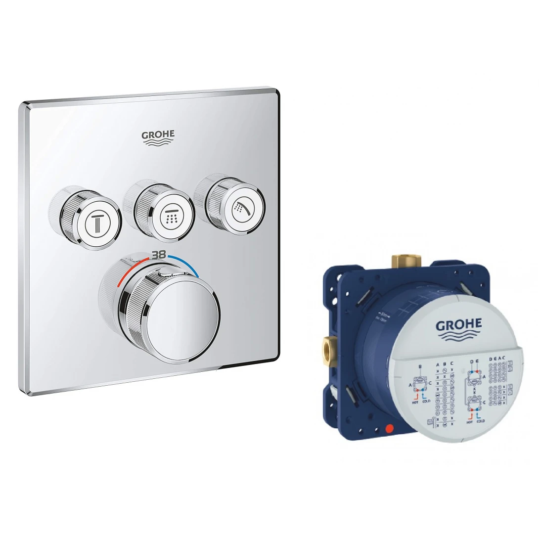 Bộ Trộn Âm Ổn Nhiệt Grohe SmartControl 29126000 + 35600000 Gắn Tường - Ảnh 2