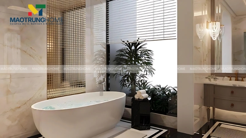 Mẫu nhà vệ sinh phong cách Tân cổ điển (Neoclassical) khiến không gian trở nên sang trọng