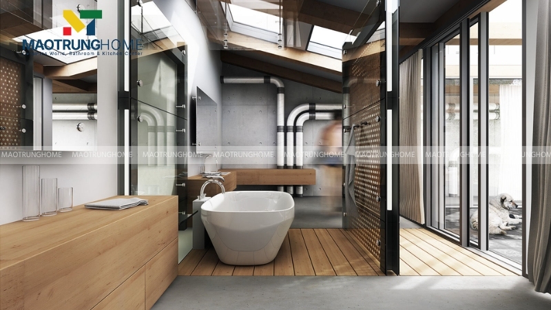 Mẫu nhà vệ sinh phong cách Công nghiệp (Industrial) phù hợp với những gia chủ trẻ