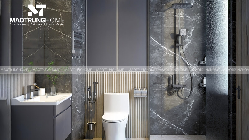 Mẫu nhà vệ sinh phong cách hiện đại (Modern) bằng gạch vân đá marble