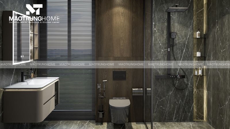 Mẫu nhà vệ sinh phong cách hiện đại (Modern) bằng đá granite khổ lớn