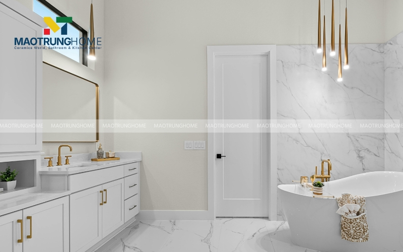 Vòi sen, vòi lavabo, giá treo khăn, hộp đựng giấy vệ sinh bằng chất liệu đồng thau