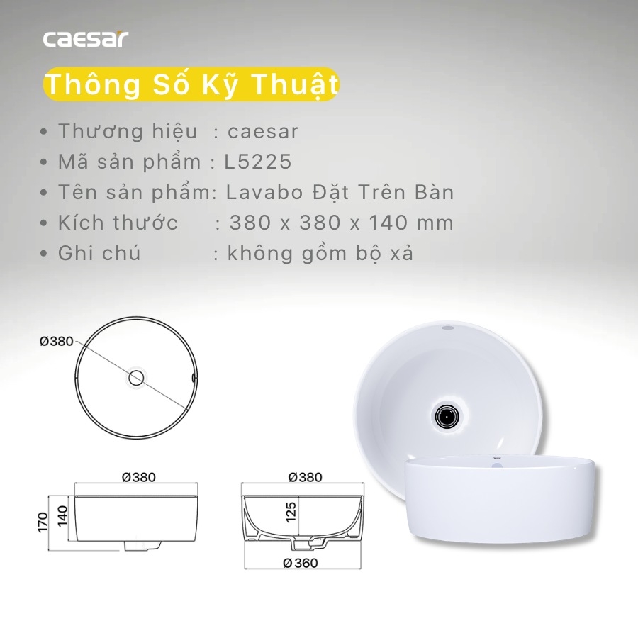 Lavabo Đặt Trên Bàn L5225 - Ảnh 13