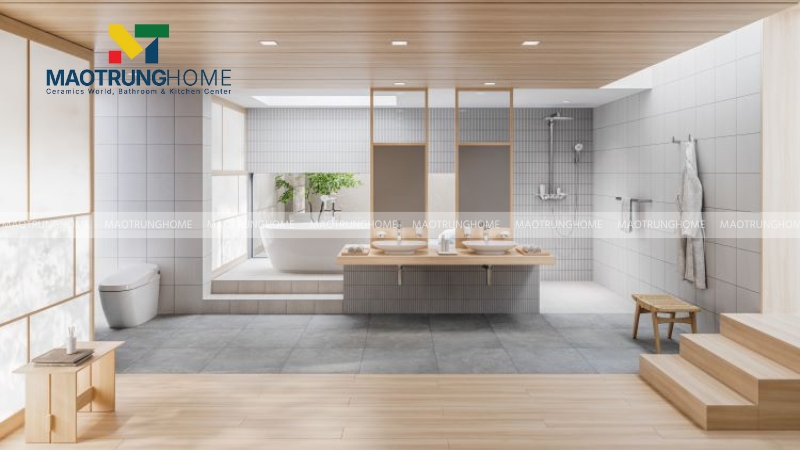 Nội thất cao cấp nổi bật trong thiết kế cho nhà vệ sinh rộng, biệt thự