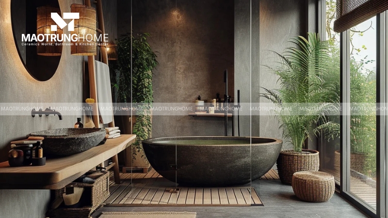 Sự hài hòa trong phong cách hiện đại với vật liệu gỗ và bê tông sang trọng