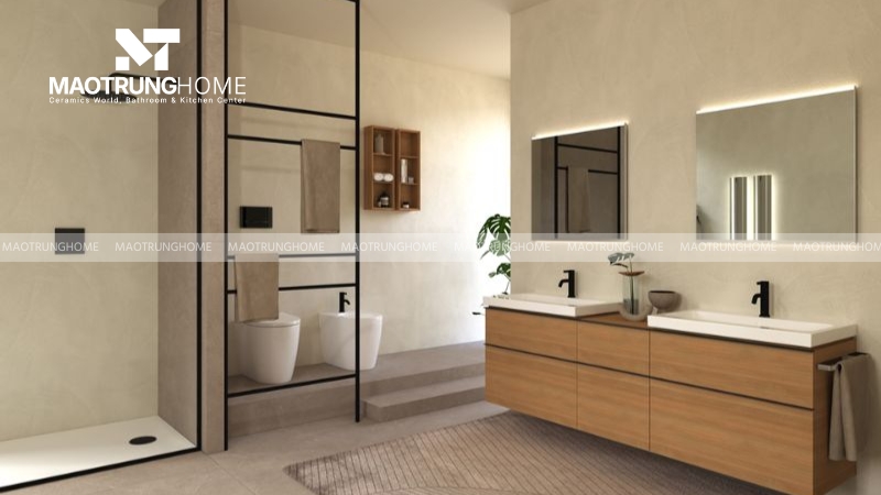 Điểm nhấn nổi bật từ phong cách hiện đại với vật liệu gỗ và bê tông