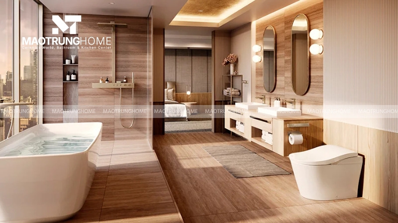 Ý tưởng sang trọng trong thiết kế cho nhà vệ sinh rộng, biệt thự hiện đại