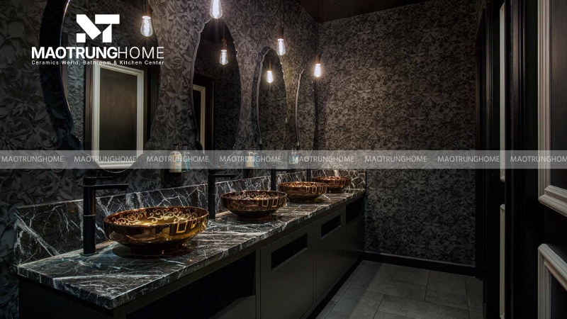 Thiết kế nhà vệ sinh nhà hàng phong cách sang trọng (Mẫu 4)